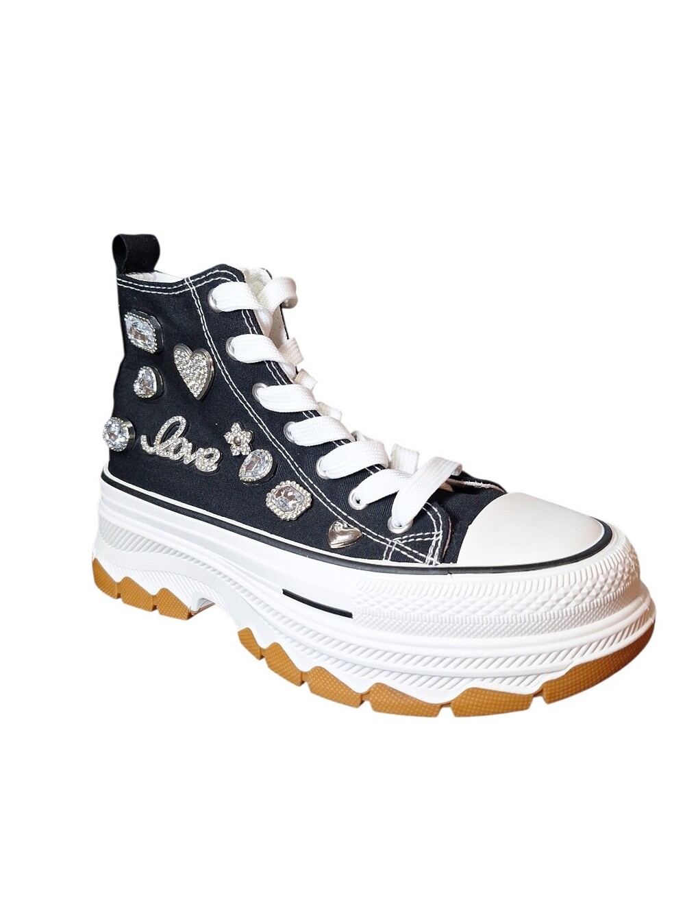 NIB Taxi Platform High-Top Rhinestone-Embellished Sneakers